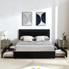 VECELO Full Bed Frame with 4 Storage Drawers (Wheeled) and Tufted Upholstered Adjustable Headboard Platform Bed, Beige
