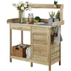 DEXS Garden Potting Bench Table, Outdoor Solid Wood Work Station, Sturdy Construction for Gardening Tasks, Ideal for Planting, Repotting, and Organizing Tools Removable Sink | Natural Wood