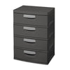 Sterilite 4 Drawer Unit, Durable Plastic Storage Solution for Garages and Basements, Dark Gray