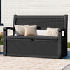 ModFusion 70-Gallon Outdoor Resin Storage Cabinet with Rattan Backrest �C Waterproof Patio Bench Seat, 500 lbs Capacity, Black
