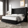 VanAcc Queen Bed Frame Upholstered Bed Wingback Headboard Velvet Tufted Diamond Button/No Box Spring Needed/Easy Assembly/Gray