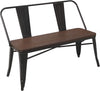 MELLCOM Metal Bench Industrial Mid-Century 2 Person Chair with Wood Seat,Dining Bench with Floor Protector