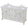 Elegant Kitchen and Bath 60 inch Double Bathroom Vanity in Antique White