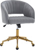 Home Office Swivel Desk Chair, Modern Velvet Vanity Chair, Height Adjustable Armchair with Gold Base, Ergonomic Office Chair for Task Study Computer Room, Beige