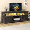 Uforic 65" Farmhouse TV Stand for 60/65 Inch TV with Power Outlet,Entertainment Center TV Console with Door, White & Brown