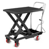 M optimized Hydraulic Lift Table, 500 Lbs Capacity Hydraulic Table Cart, Single Scissor Lift Cart 28.5 Inch Lifting Height with 4 Wheels and Non-Slip Pad for Material Handling, Black