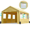 ADVANCE OUTDOOR 10x20 ft Heavy Duty Carport with Roll-up Ventilated Windows & Removable Sidewalls Car Canopy Garage Boat Shelter Party Tent, Adjustable Height from 9.5ft to 11ft, Beige Yellow