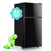 DEMULLER 2.4 Cu.ft Refrigerator Mini Fridge with Freezer Dual Door Personal Fridge New Silver Sale