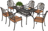 59.06" Cast Aluminum Outdoor Dining Table for 6�? People, Rust-Resistant All-Weather Metal Patio Table with 2" Umbrella Hole, Heavy-Duty Garden Furniture for Deck, Backyard, Dark Bronze, Only Desk