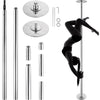 KFFKFF Expert Dance Pole, Rotating and Stationary Dance Pole Set, Detachable Portable Pole, 45mm Robust Stainless Steel Pole, Fitness Pole with Adjustable Height, Suitable for Workout Home, Silver