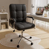 Solfway White Office Chair, Swivel Leather Computer Desk Chair with Wheels and Padded Arms, Executive Office Chair for Adults