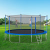 14FT Outdoor Trampoline with Safety Enclosure, Steel Tube Frame, Ladder & Secure Net - Heavy Duty, Blue