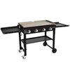VEVOR Commercial Griddle on Cart, 36" Heavy Duty Manual Flat Top Griddle, Outdoor Cooking Station with Side Shelves, Steel Natural Gas Griddle, 4-Burners Restaurant Portable Tested toStandards