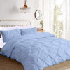 Pinch Pleated 1-Piece Duvet Cover 100% Egyptian Cotton 800 Thread Count with Zipper & Corner Ties Pintuck Decorative Duvet Cover- Queen/Full Size (90" x 90") Inch, Silver
