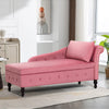 ACMEASE Chaise Lounge Chair Indoor Kids Modern Tufted Right Armrest Velvet Lumbar, Fuchsia
