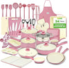 54-Piece Kitchen Cookware Set �C Complete Non-Stick Ceramic Pots and Pans Set with Utensils, Bakeware, and Knife Set, Gas, Electric & Induction Compatible, Blush Pink Kitchen Essentials
