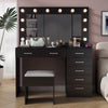 Ktaxon Large Makeup Vanity, Vanity Table Set w/ Visible Glass Top w/ Charging Station, White