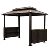 6x10 FT Shade Grill Gazebo, Outdoor BBQ Gazebo with Double Galvanized Steel Roof, Patio Grill Canopy with 2 Cabinets and Ceiling Hooks for Backyard, Lawn, Garden, Backyard, Brown