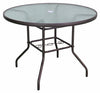 Garden Elements Outdoor Round Patio Dining Table, Steel Base and Rim with Waterwave Glass Top, Brown, 40"