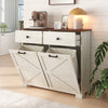 TrumanPick 61"H Large Buffet Sideboard Cabinet, TV Cabinet, Kitchen Pantry for Dining Room, Living Room, 61.3''L x 15''W x 29.8''H, White/Walnut