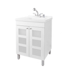 TEHILA White Utility Sink Laundry Vanity with Chrome Finish Pull-Out Faucet and Soap Dispenser