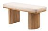 Solid Wood and Beige Velvet Bench Exotic Boho Entryway