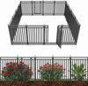 Petorldog Decorative Garden Fence Metal Dog Fence Outdoor for Yard, 36ft (L) x 40in (H), 14 Panels + 2 Gates, No Dig Fence for Patio | Black-Silver