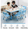 TROPOW Kids Table and Chairs,Height Adjustable Toddler Table and 6 Chair,Multi-Activity Table with Graffiti Desktop Non-Slip Legs for Ages 2-10,Children Activity Table for Daycare,Classroom,Blue