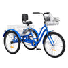 Dextrus 24 Inch 3-Wheel Bike, Single Speed Adult Trike, Low Step-Through Cruiser with Front & Rear Baskets, Large Adjustable Seat with Backrest for Seniors, Men, and Women (Purple)