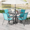 Pirecart 5-Piece Outdoor Patio Dining Table Set with 4 Stackable Textilene Chairs for for Patio, Lawn, Garden, Gray