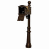 Lewiston LMC-LKIT-804-BZ Mailbox Locking Insert Post System with Fluted Base, Ball Finial & 3 Cast Plates - Bronze