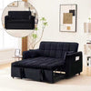 Velvet 3-in-1 Convertible Sofa Bed �C USB Charging, Adjustable Backrest Pull-Out Couch Loveseat Sleeper for Living Room, Apartment & Small Space,Black