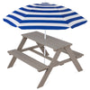 Best Choice Products Kids Wooden Picnic Table, Outdoor Activity Table w/ Adjustable Umbrella, Seats - Golden Brown/Aqua