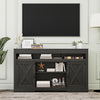Mayincolor Farmhouse TV Stand for 65+ inch TV,34'' Tall Entertainment Center with Sliding Barn Doors, Rustic Wood Media Console Storage Cabinet Television Stand for Living Room, Light Grey