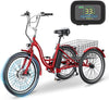 ABORON 24" 26" Electric Tricycles, 36V 10Ah 350W Lithium Battery, 7 Speed E-Trike for Adults with Large Capacity Rear Basket & Adjustable Seat
