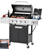Seizeen 40,500 BTU Propane Gas Grill with Side Burner, Stainless Steel  3 Burner  Barbecue Grill Portable on Wheels, with Bottle Opener, for Camping Patio Outdoor Cooking