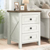 IDEALSOUL Nightstand, Bedside Table with Charging Station, Farmhouse 3 Drawer Nightstand Rustic Night Stand End Tables for Bedroom Living Room,Gray