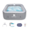 RELXTIME  4-6 Person Inflatable Hot Tub Square Portable Pool Outdoor Spa with 130 Massage Jets