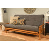 Homestock African Artifacts Full Size Futon Frame Set with Mattress, Easily Converts to Bed, Versatile Design Futon Frame for All Spaces, 33"H x 79"L x 37"D-Color:Linen Charcoal,Size:Barbados