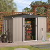 U-MAX 8 x 6 ft. Wood Grain Outdoor Metal Storage Shed with Lockable Door Patio Garden Storage Building for Outside