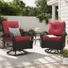 ELPOSUN 3 Pieces Patio Furniture Set, Outdoor Swivel Gliders Rocker, Wicker Patio Bistro Set with Rattan Rocking Chair, Glass Top Side Table and Thickened Cushions for Porch Deck Backyard