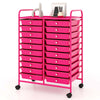 Costway 20 Drawer Rolling Storage Cart Tools Scrapbook Paper Office School Organizer Yellow
