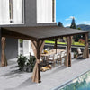 Domi Outdoor Living 10' x 12' Hardtop Lean-to Gazebo, Wall-Mounted with Galvanized Steel Roof Wall Pergola with Aluminum Frame, Curtains and Netting, for Patio, Deck, Garden, Backyard