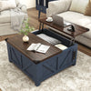 ChVans 35.6" Square Lift Top Coffee Table, Farmhouse Coffee Table with Storage & Charging Ports, Wood Center Table w/Large Hidden Space for Living Room Home Office