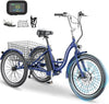 ABORON 24" 26" Electric Tricycles, 36V 10Ah 350W Lithium Battery, 7 Speed E-Trike for Adults with Large Capacity Rear Basket & Adjustable Seat