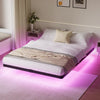 Lusimo King Size Floating Bed Frame with LED Lights Bed Storage Metal Platform Bed Frames with Steel Slat Support Anti-Slip Easy Assembly, Black