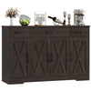 Homfa Buffet Cabinet with 3 Drawers and 4 Doors, 55.1�?W Kitchen Sideboard Storage Cabinet with Adjustable Shelves, Farmhouse Coffee Bar Cabinet for Dining Room, White & Brown