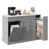 DreamCurship 52" Kitchen Island with Storage, Rolling Kitchen Cart Island with Wheels, Tilt Out Kitchen Trash Cabinet 10 Gallon Storage, 3 Large Spice Racks and 2 Drawers, White