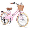Glerc Missy 24" Girls Cruiser Bike 6-Speed Women's Hybird Bicycle for Ages 7-11 Years, Mint Green