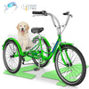 MOONCOOL Adult Tricycles with Rear Basket & Inflator, 24 26 inch 7 Speed 3 Wheel Bikes, Three-Wheeled Bicycles Adult Trike with Backrest for Seniors, Women, Men